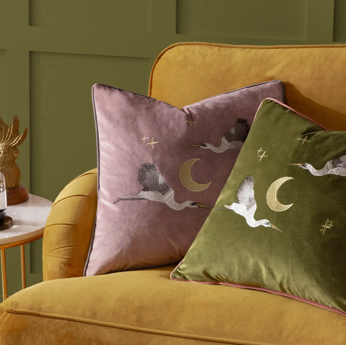 Olive Velvet Cushion