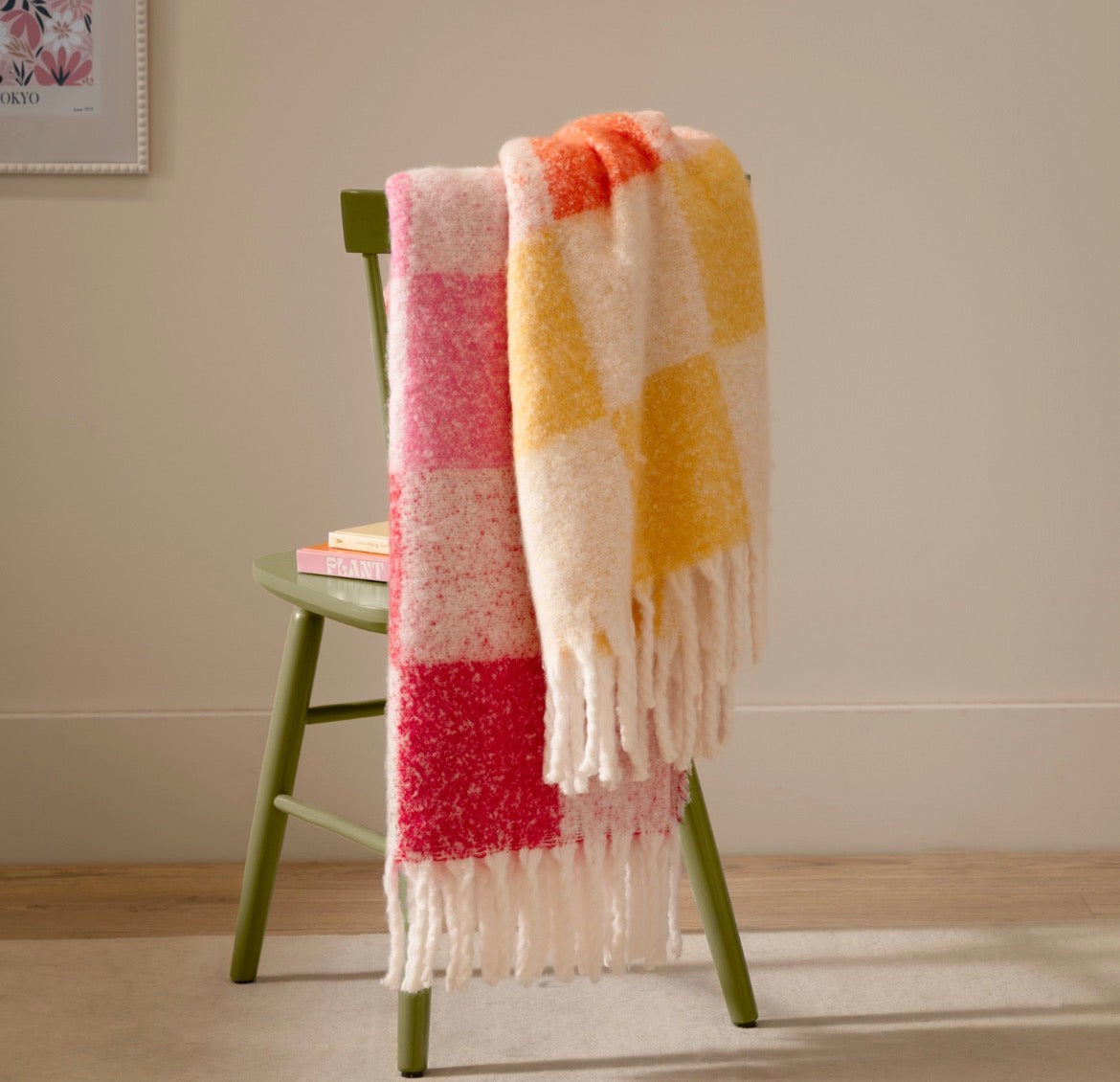 Maisie Checked Citrus Blush Throw