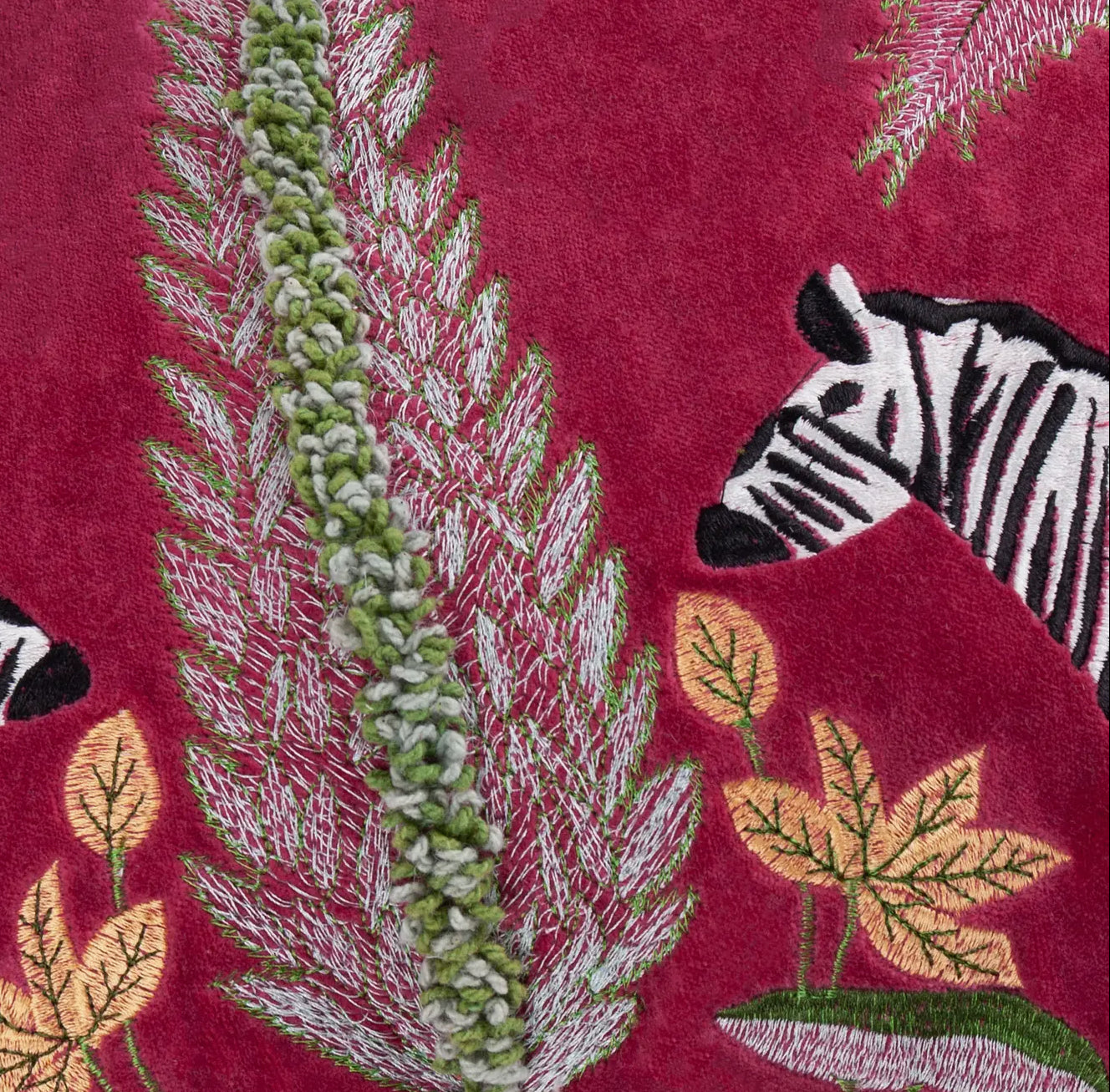 Zebra Embroiled Velvet Cushion
