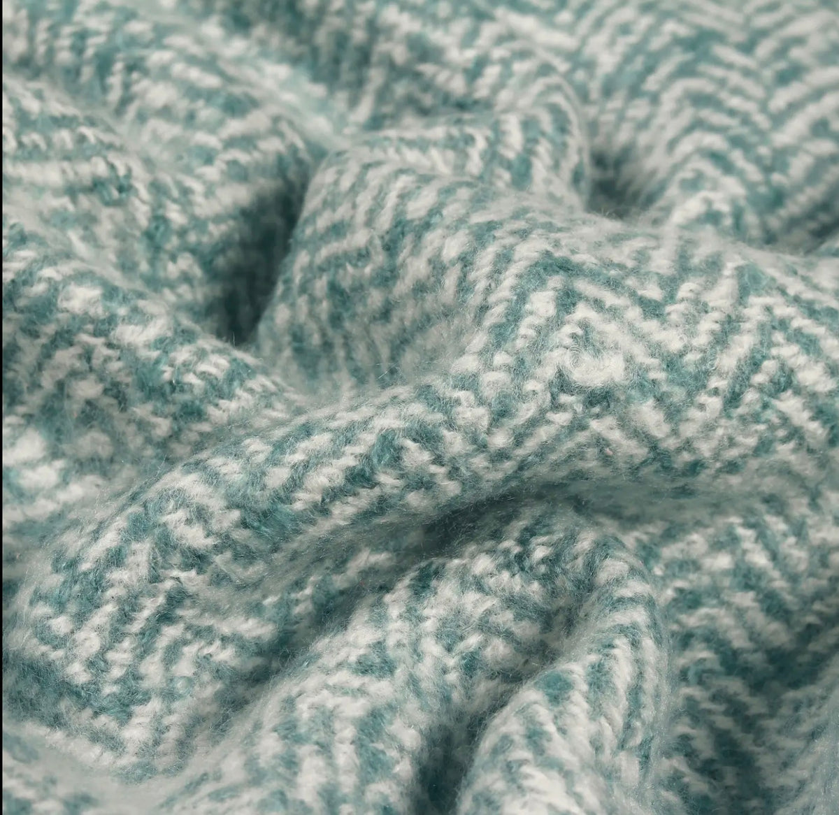Teal herringbone throw